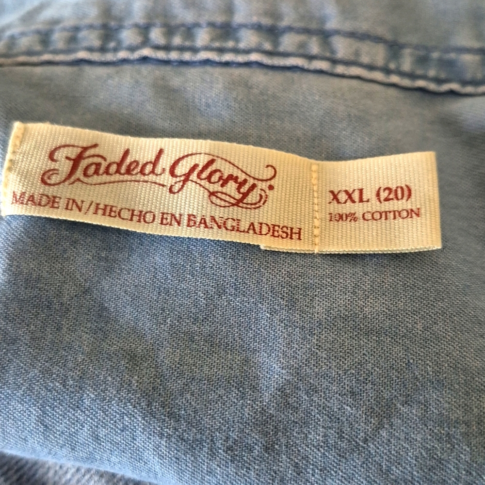 Faded Glory Chambray Denim Top Shirt XXL 20 - Picture 3 of 3